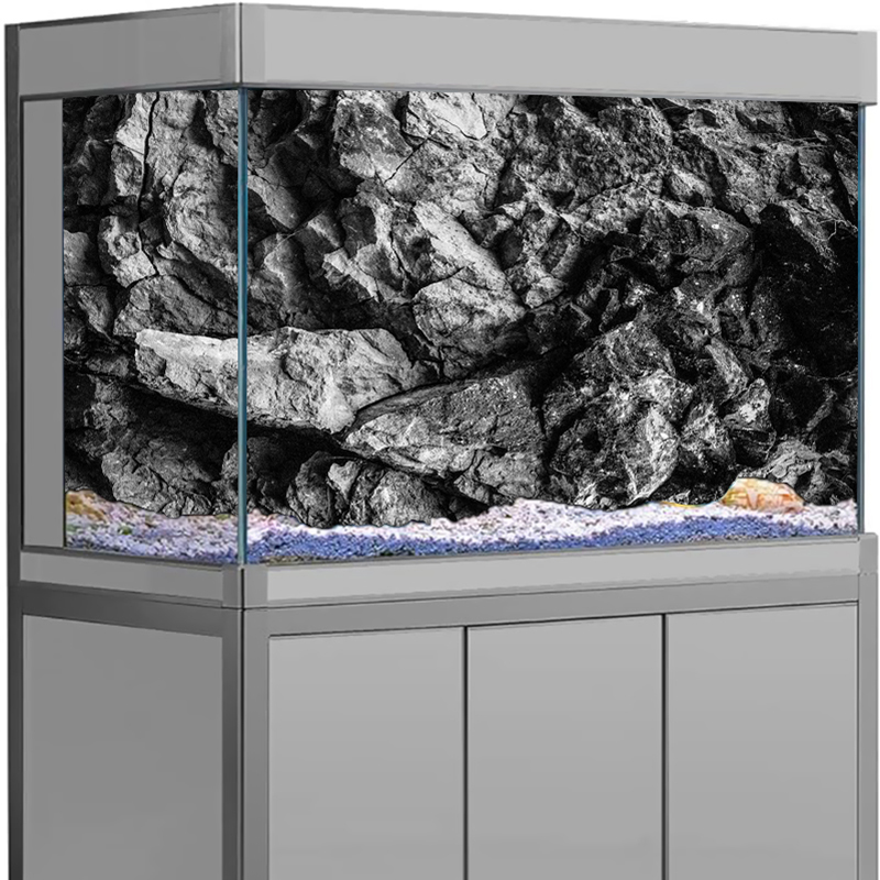 Aquarium Planted Seeds - 3D Effect Black Stone Aquarium Background